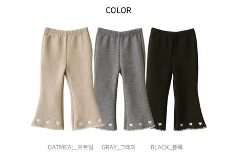 QBG03 - Quần nỉ len bebezoo ống loe thêu trái tim nhiều màu cho bé size 100-160