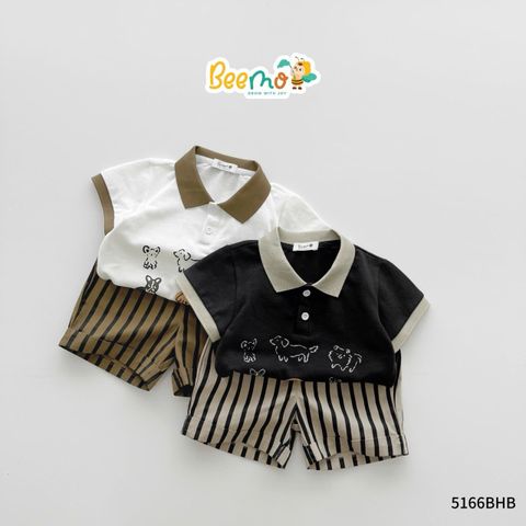 5166BHB - Bộ Beemo phối cổ quần thô size 1-6y