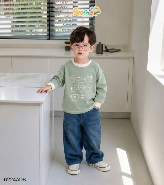 6224ADB - Áo T-shirt Beemo cotton khám phá muôn thú size 1-6y