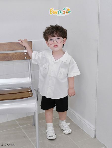 4125AHB - Áo sơ mi be vẻ Beemo 2 túi súp trước ngực size 80-130