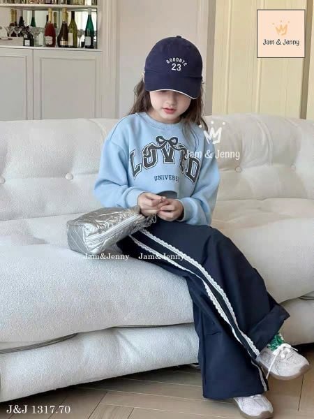 JJ 1317 - Set 3ct Jam & Jenny áo xanh in chữ LOVE bé gái size 2-12y