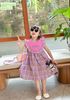 M4263 - Váy Mia Kids Kuromi kẻ sắc màu phối bèo size 1-10y