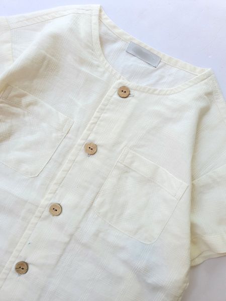 ABT51 - Áo sơ mi trắng cổ tròn cài khuy thẳng size 100 - 150