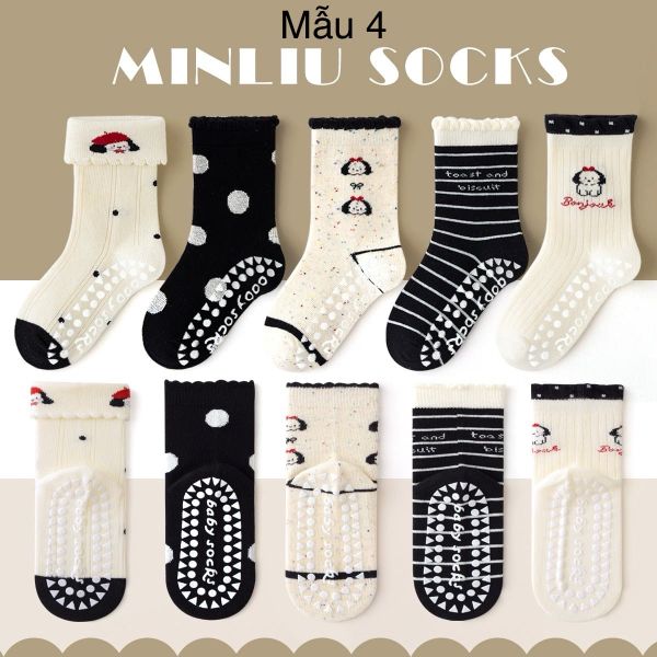 SH2511PK01 - Set 5 đôi tất Minliu Kidsocks dành cho trẻ em, chất liệu cotton+polyester+spandex, NSX Man Luu Textile Company Limited