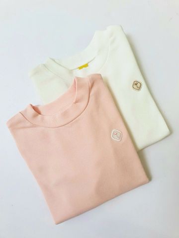 ABG35 - Áo thun cổ 2p dày dặn MM 2 màu hồng/trắng size 90-130 (1 số thiếu logo)