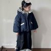 9565 - Áo khoác phao lót lông siêu nhẹ 2 màu đỏ/navy cho bé gái size 90-130