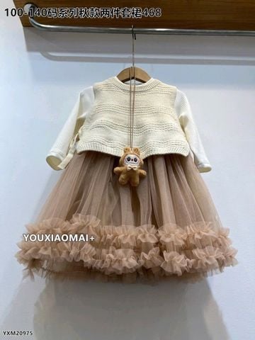 468 - Set váy công chúa QC + gile len cho bé gái size 100-140