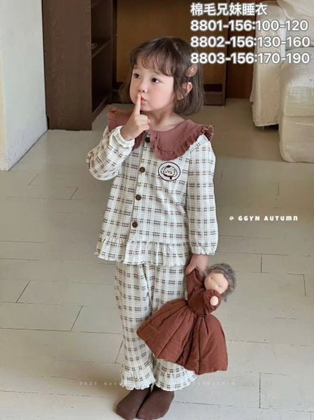 BBG10 - Bộ Pyjama vải thun GuoguoYinuo nhiều màu cho bé gái size 100-190