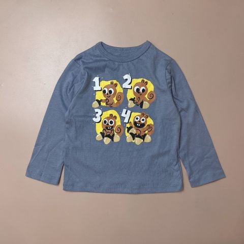 ABT109 - Áo cotton màu ghi hình sóc số 1234 size 18m - 5y