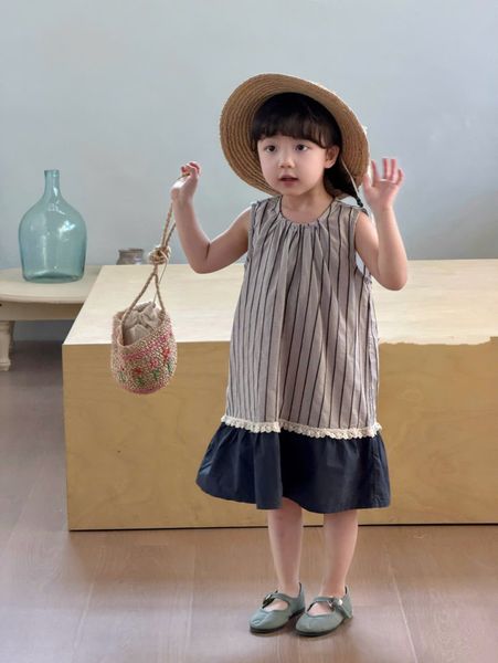 26603 - Váy thô kẻ sọc phối chân navy cho bé size 80-120