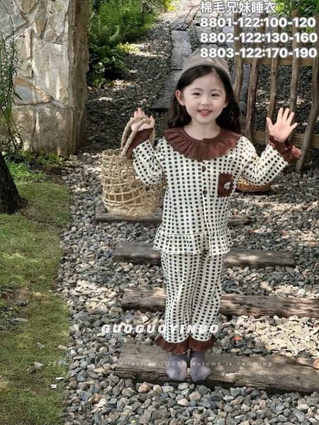 BBG10 - Bộ Pyjama vải thun GuoguoYinuo nhiều màu cho bé gái size 100-190