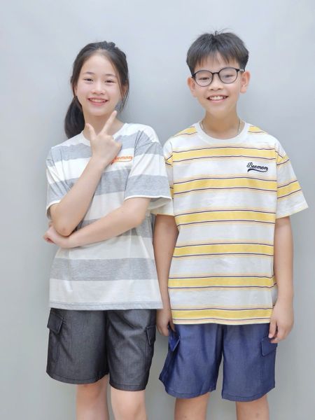 BM2601ST10 - Bộ Beemon trẻ em kẻ 2 màu size 120-160