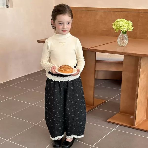 ABG10 - Áo cổ bèo AMBB vải thun giữ nhiệt in chữ bé gái size 90-170