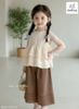 MLSBCC.7376 - Bộ Melisa áo ren kem + quần nâu ren size 2-12y