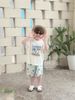 VJ115 - Bộ June with love áo cotton trắng Summer + quần lanh cây dừa size 1 - 10y