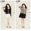 CH25449 - Bộ Cho Hee áo cotton đính nơ + chân váy tutu 2 màu bé gái size 2-11y
