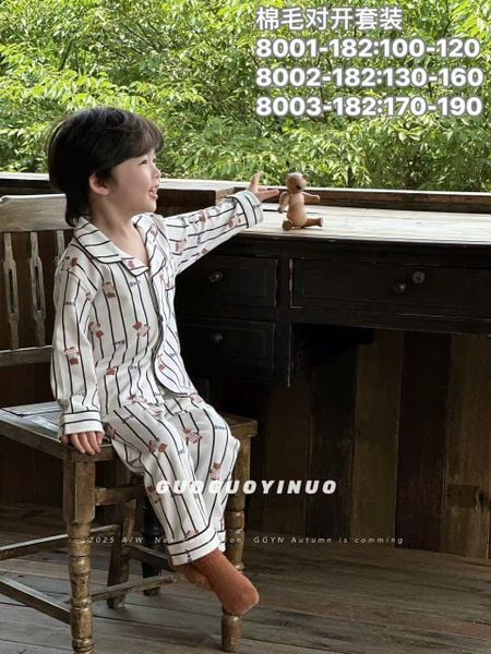 BBT10 - Bộ Pyjama vải thun GuoguoYinuo nhiều màu cho bé trai size 100-160