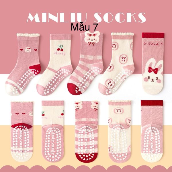 SH2511PK01 - Set 5 đôi tất Minliu Kidsocks dành cho trẻ em, chất liệu cotton+polyester+spandex, NSX Man Luu Textile Company Limited