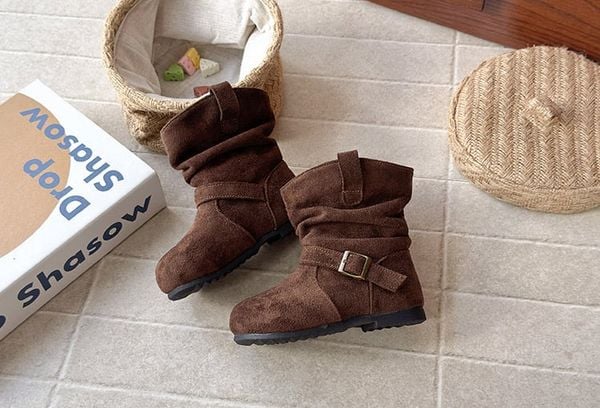 X09 - Bốt da lộn cổ cao vừa nhiều màu cho bé size 23-34