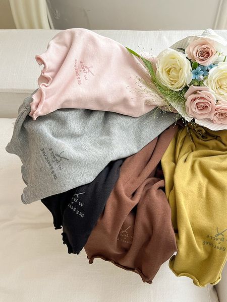 ABG10 - Áo cổ bèo AMBB vải thun giữ nhiệt in chữ bé gái size 90-170