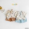 6009BHB - Bộ mặc nhà muslin Beemo áo họa tiết quần trơn size 1-5y