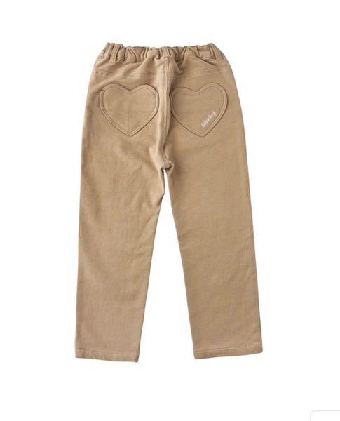 QBG01 - Quần kaki BD màu be túi trái tim bé gái size 100-165