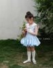 LC1822 - Váy Lennco kẻ xanh cổ nơ size 1 - 10y