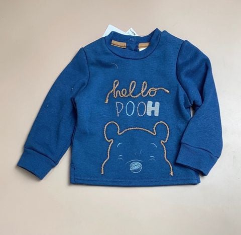 ABT91a - Áo nỉ lót lông Hello Pooh màu xanh bé trai