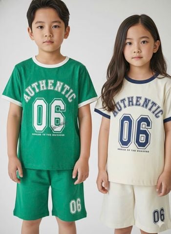 BM2601ST09 - Bộ cotton Beemon hình số 2 màu cho bé size 120-160