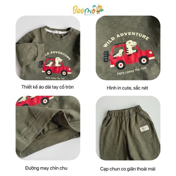 6266BDB - Bộ T-shirt Chuyến Xe Nhỏ Beemo Bé Trai size 1 - 6y