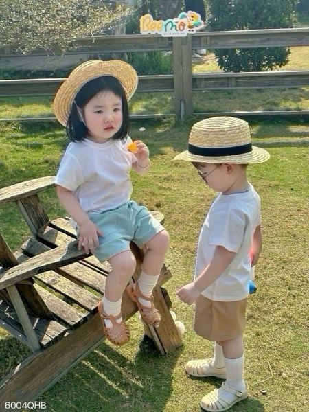 60041QHB - Quần Beemo thun cotton màu trơn size 6-10y