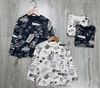 ABT25 - Áo cotton in chữ vẩy sơn 2 màu be / ghi đen size 2 - 8y