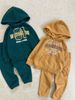 BBT21 - Bộ nỉ bông GGJJ kéo khóa 2 màu nâu/xanh cho bé size 2-8y
