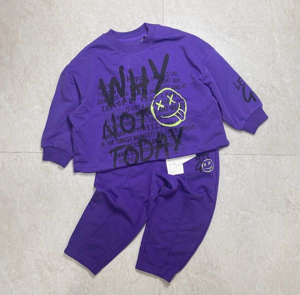 BBG19 - Bộ nỉ da cá GGJJ màu ghi đen Create / tím Why size 24m - 8y