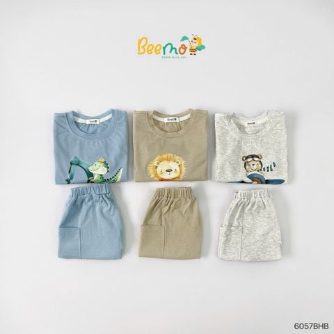 6057BHB - Bộ thun cotton Beemo giả gile bé trai size 1-6y