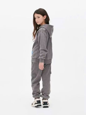 BBG23 - Bộ nỉ bông Disney dòng Đại màu ghi khói Stitch cho bé gái size 7 - 15y