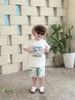 VJ115 - Bộ June with love áo cotton trắng Summer + quần lanh cây dừa size 1 - 10y
