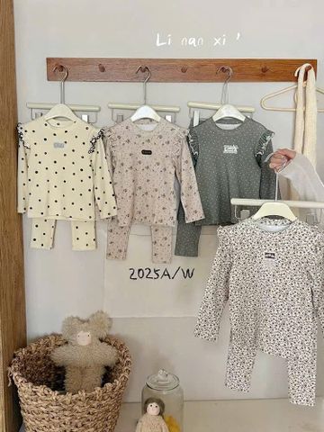 88169 - Bộ thun dày Linanxi bèo vai nhiều màu cho bé size 90-140