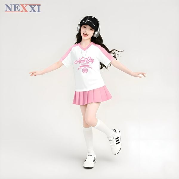 2512.8 Set váy thun Win Win xếp ly phối màu Newcity size 3-14y