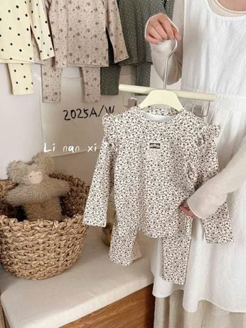 88169 - Bộ thun dày Linanxi bèo vai nhiều màu cho bé size 90-140