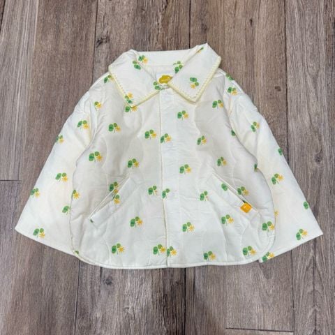 AK42 - Áo khoác phao chần bông MM màu kem hoạ tiết xanh bé gái size 100-120
