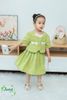 V00167 - Set áo váy dạ text June with love màu xanh 1-10y