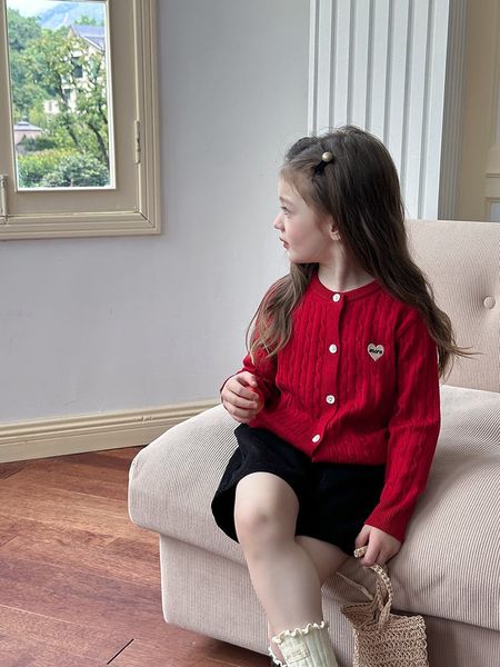 24Y159 - Cardigan len AMBB ngực thêu tim MORE nhiều màu cho bé size 90 - 170