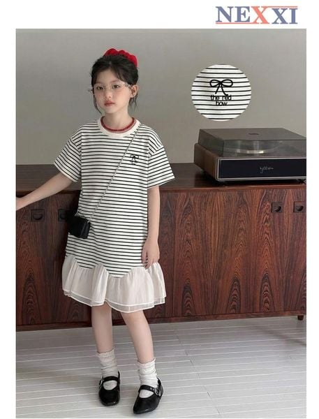 2601.4 - Váy suông borip Win Win tủng nơ ánh kim size 3-14y