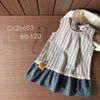 26603 - Váy thô kẻ sọc phối chân navy cho bé size 80-120