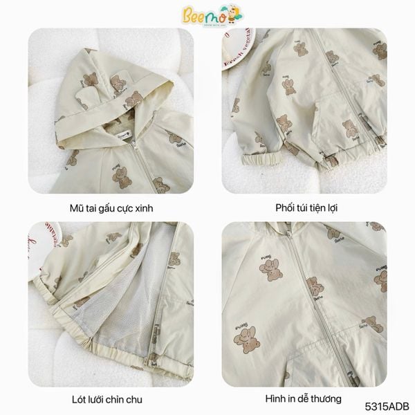 5315ADB - Áo khoác gió in tràn gấu Beemo
