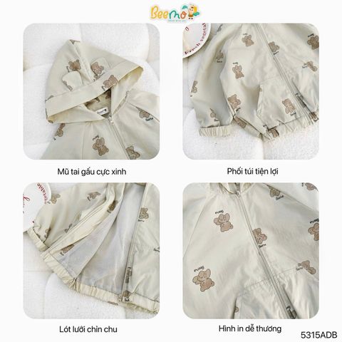 5315ADB - Áo khoác gió in tràn gấu Beemo