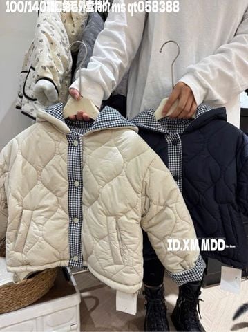 88812 - Áo khoác phao chần bông 2 mặt be / navy size 100 - 140