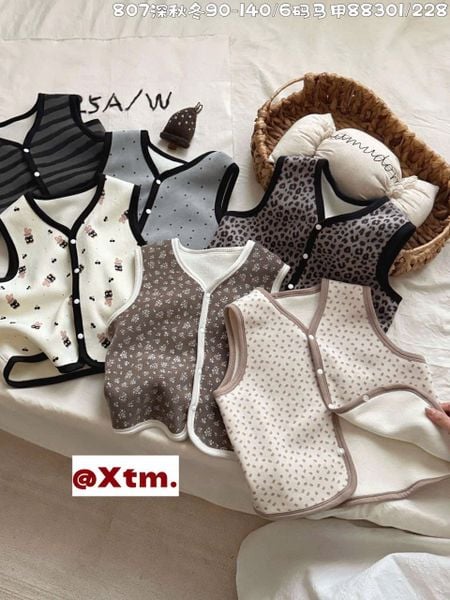 88301 - Áo gile nỉ LNX nhiều hình cho bé gái size 90 - 140