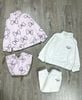 BBG26 - Bộ nỉ GGJJ 2 màu hồng nơ/trắng kem cho bé gái size 2-8y